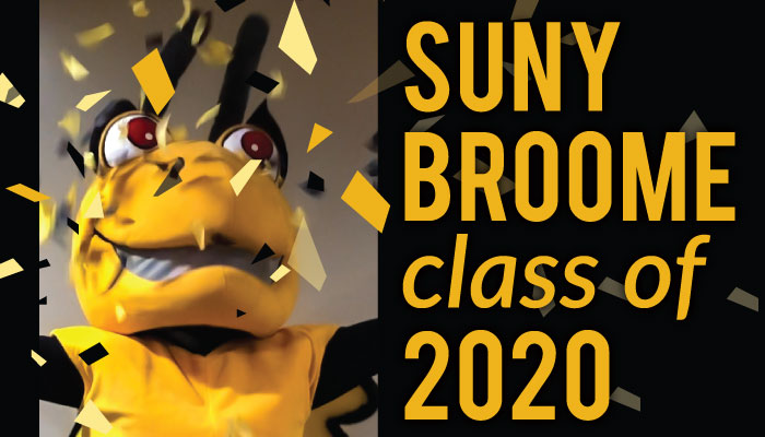SUNY Broome class of 2020 with confetti