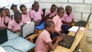 Students in computer class in Grande Saline, Haiti.