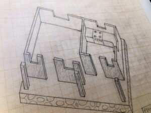 Kitchen draft 3-D model Drawing