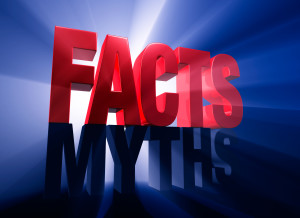 The word FACTS displayed brightly on top of the word MYTHS