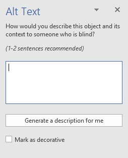 Alt text dialog box in Word
