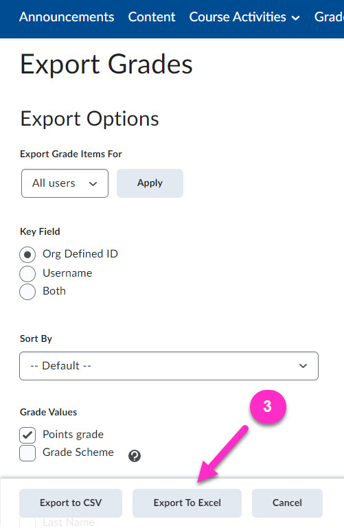 Export to Excel Button